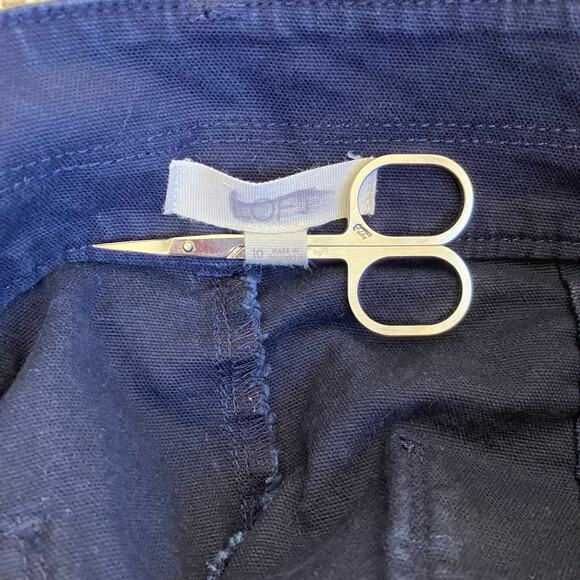 Loft Sz 10 Jayce Triple-Button Wide-Leg Pants High Rise Canvas Cotton Navy - Picture 13 of 16